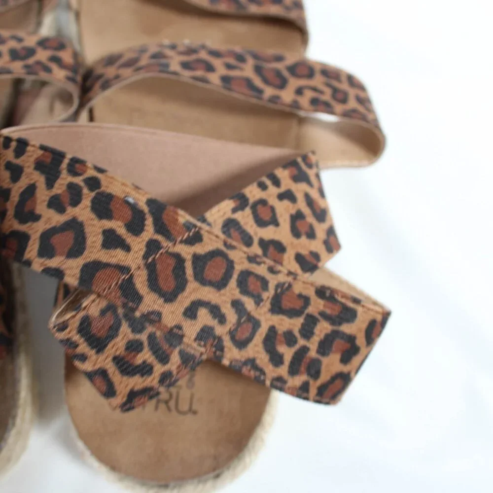 NWT Time and Tru Leopard Platform Espadrille Sandals – Size 8, Edgy Summer Style